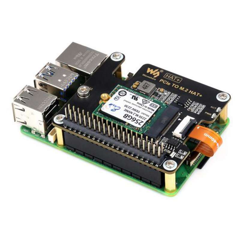 Carte adaptateur PCIe Raspberry Pi 5 pour M.2 avec connecteurs
